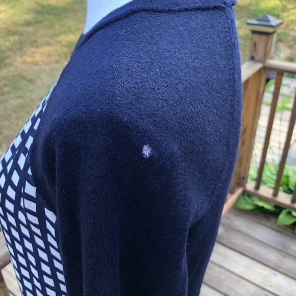 J.Crew Box Print Wool Sweater Small Blue Crewneck - Picture 4 of 7